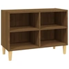 Image de vidaXL Armoire TV avec pieds en bois massif, aspect chêne brun