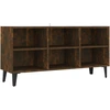 Image de vidaXL Armoire TV avec pieds métalliques chêne fumé 103,5x30x50 cm