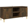 Image de vidaXL Armoire TV avec pieds en bois massif chêne fumé 103,5x35x50 cm