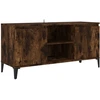 Image de vidaXL Armoire TV avec pieds métalliques chêne fumé 103,5x35x50 cm