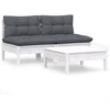 Image de vidaXL Ensemble de salon de jardin 3 pièces avec coussins anthracite en pin