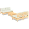 Image de vidaXL Ensemble de salon de jardin 5 pièces avec coussins Crème Pin