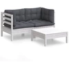 Image de vidaXL Ensemble de salon de jardin 3 pièces avec coussins anthracite en pin