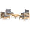 Image de vidaXL Ensemble de salon de jardin 5 pièces avec coussins gris en pin