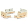 Image de vidaXL Ensemble salon de jardin 8 pièces avec coussins Crème Pin