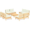 Image de vidaXL Ensemble de salon de jardin 9 pièces avec coussins Crème Pin
