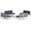 Image de vidaXL Ensemble de salon de jardin 9 pièces avec coussins Anthracite Pin