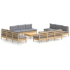 Image de vidaXL Ensemble de salon de jardin de 13 pièces avec coussins gris en pin