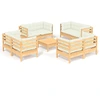Image de vidaXL Ensemble de salon de jardin 9 pièces avec coussins Crème Pin
