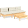 Image de vidaXL Ensemble de salon de jardin 4 pièces avec coussins Crème Pin