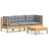 Image de vidaXL Ensemble de salon de jardin 4 pièces avec coussins gris en pin
