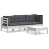 Image de vidaXL Ensemble de salon de jardin 4 pièces avec coussins Anthracite Pin
