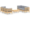 Image de vidaXL Ensemble de salon de jardin 7 pièces avec coussins gris en pin