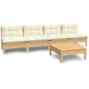 Image de vidaXL Ensemble de salon de jardin 5 pièces avec coussins Crème Pin
