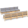 Image de vidaXL Ensemble salon de jardin 9 pièces avec coussins gris pin massif
