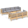 Image de vidaXL Ensemble salon de jardin 8 pièces avec coussins gris pin massif
