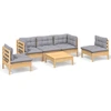Image de vidaXL Ensemble salon de jardin 6 pièces avec coussins gris pin massif