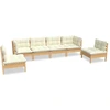 Image de vidaXL Ensemble salon de jardin 6 pièces avec coussins crème pin massif