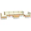 Image de vidaXL Ensemble salon de jardin 7 pièces avec coussins crème pin massif