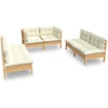 Image de vidaXL Ensemble salon de jardin 6 pièces avec coussins crème pin massif