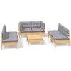 Image de vidaXL Ensemble salon de jardin 7 pièces avec coussins gris pin massif
