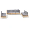 Image de vidaXL Ensemble salon de jardin 7 pièces avec coussins gris pin massif