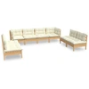 Image de vidaXL Ensemble salon de jardin 8 pièces avec coussins crème pin massif