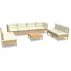 Image de vidaXL 9-tlg. Set de salon de jardin avec baisers en crème Massivholz Kiefer