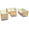 Image de vidaXL Ensemble salon de jardin 7 pièces avec coussins crème pin massif