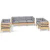 Image de vidaXL Ensemble salon de jardin 7 pièces avec coussins gris pin massif