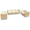 Image de vidaXL Ensemble salon de jardin 7 pièces avec coussins crème pin massif