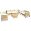 Image de vidaXL Ensemble salon de jardin 8 pièces avec coussins crème pin massif