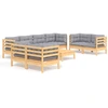 Image de vidaXL Ensemble salon de jardin 9 pièces avec coussins gris pin massif