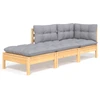 Image de vidaXL Ensemble salon de jardin 3 pièces avec coussins gris pin massif