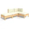 Image de vidaXL Ensemble salon de jardin 4 pièces avec coussins crème pin massif