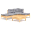 Image de vidaXL Ensemble de salon de jardin 5 pièces avec coussins gris en pin