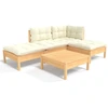 Image de vidaXL Ensemble de salon de jardin 5 pièces avec coussins Crème Pin