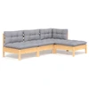 Image de vidaXL Ensemble de salon de jardin 4 pièces avec coussins gris en pin