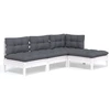 Image de vidaXL Ensemble salon de jardin 4 pièces avec coussins blanc pin