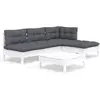 Image de vidaXL Ensemble salon de jardin 5 pièces avec coussins Pin blanc