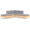 Image de vidaXL Ensemble de salon de jardin 5 pièces avec coussins gris en pin