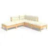 Image de vidaXL Ensemble de salon de jardin 5 pièces avec coussins Crème Pin