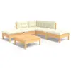 Image de vidaXL Ensemble salon de jardin 6 pièces avec coussins Crème Pin