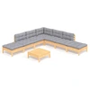 Image de vidaXL Ensemble de jardin lounge 8 pièces avec coussins gris en pin