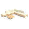 Image de vidaXL Ensemble salon de jardin 8 pièces avec coussins Crème Pin