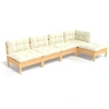 Image de vidaXL Ensemble de salon de jardin 5 pièces avec coussins Crème Pin
