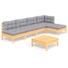 Image de vidaXL Ensemble de salon de jardin 6 pièces avec coussins gris en pin