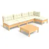 Image de vidaXL Ensemble salon de jardin 6 pièces avec coussins Crème Pin