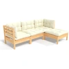 Image de vidaXL Ensemble de salon de jardin 4 pièces avec coussins Crème Pin