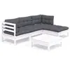 Image de vidaXL Ensemble salon de jardin 5 pièces avec coussins Pin blanc